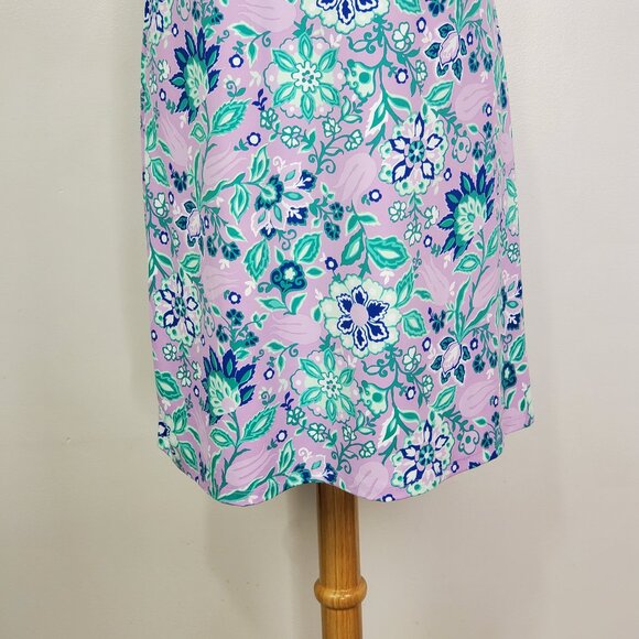 Talbots Petite Stretchy Sleeveless Floral Pullover Coastal Summer Dress Size LP - Picture 8 of 11
